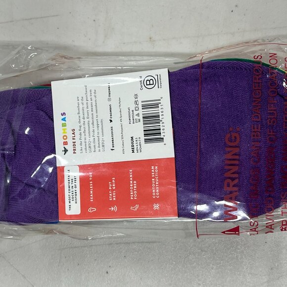 BOMBAS 6-Pack Rainbow 2021 Pride Collection Medium Unisex No-Show Socks NWT - Picture 4 of 5